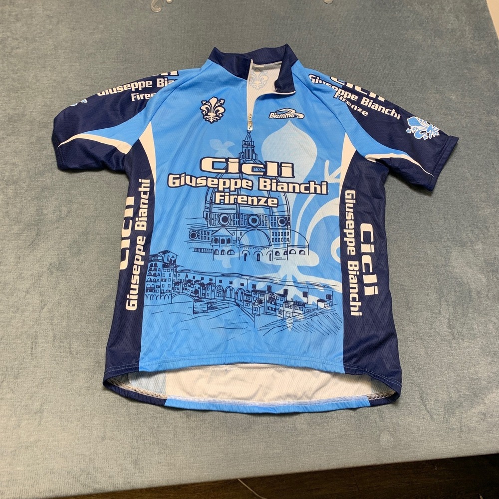 Biemme Sport Cicli Giuseppe Cycling Jersey Shirt Mens 6 Blue Logo Raglan Sleeve